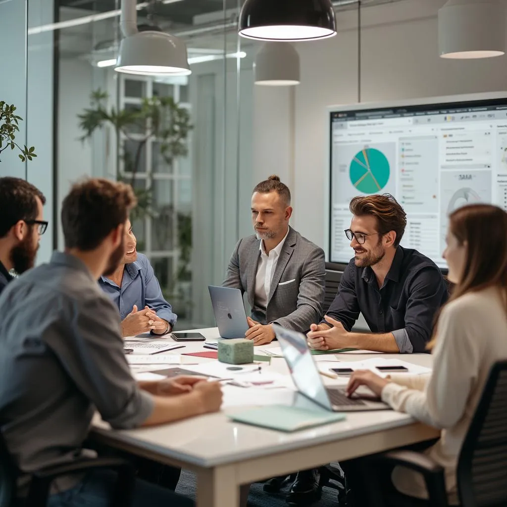 Equipo trabajando en estrategia